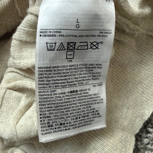 GAP Women's Light Beige Cardigan Sweater Rib Oatmeal Heather size Large - Picture 5 of 6